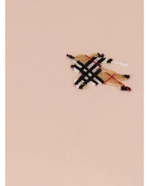 Burberry Pink T-Shirt With Embroidered Ekd Logo On The Front