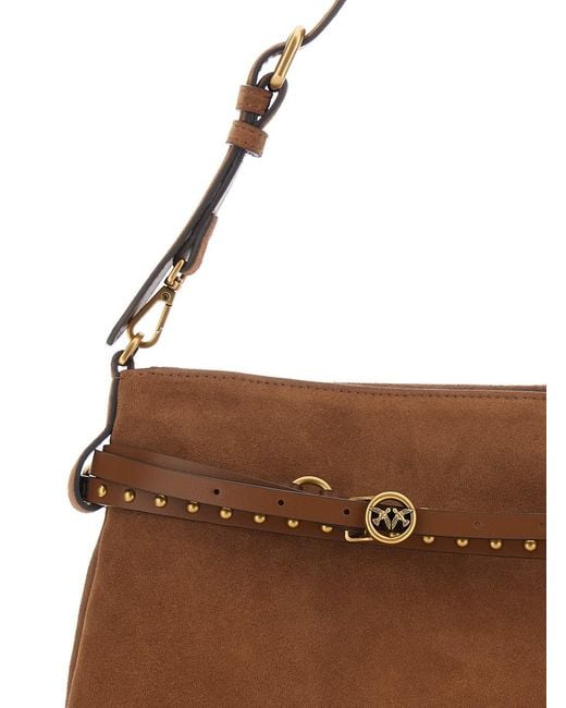 Pinko Brown Shoulder Bag With Strap With Logo Detail On The Front