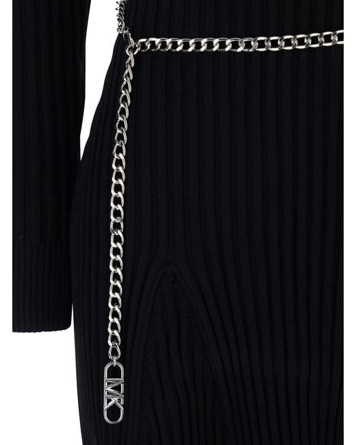 MICHAEL Michael Kors Black Flared Dress With Polo Collar, Viscose