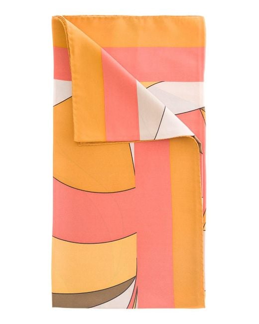 Foulard con stampa grafica in seta di Saint Laurent in Pink