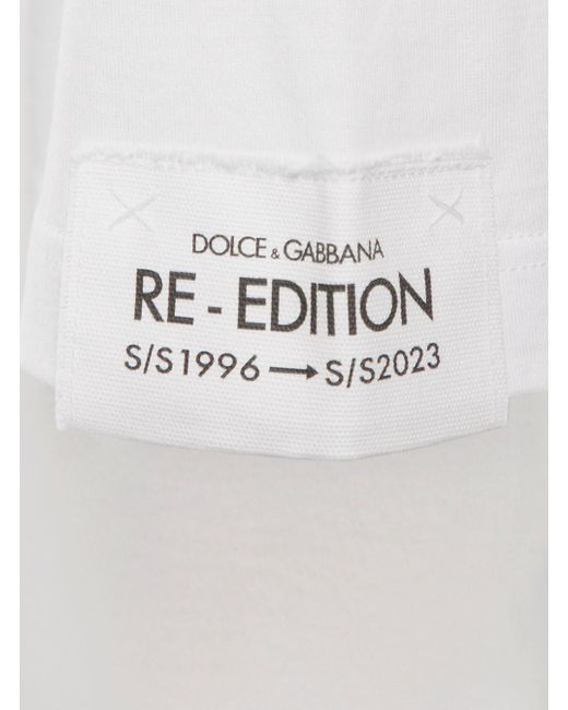 T-shirt girocollo con stampa logo frontale in cotone uomo di Dolce & Gabbana in White da Uomo