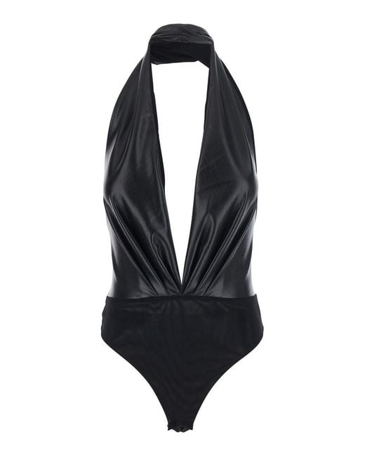 ANDAMANE Blue Sendaya Bodysuit With V-Neck And Long Sleeves