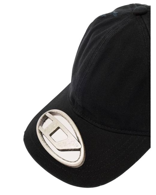 DIESEL Black 'C-Beast-A1' Baseball Cap With D Logo Cut-Out for men