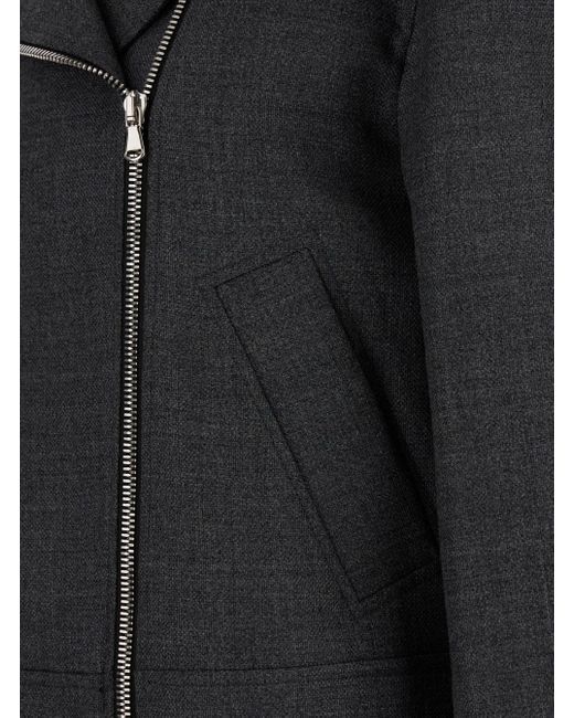 Brunello Cucinelli Black Grey Biker Jacket With Zip Closure In Wool Woman