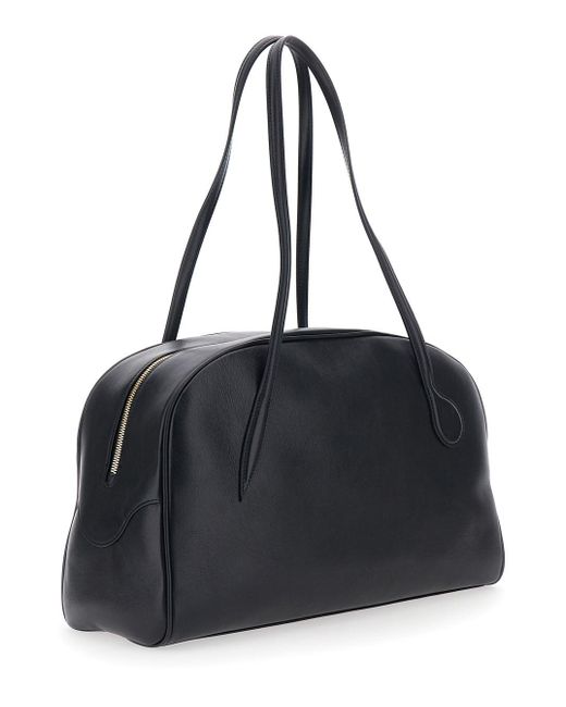Liffner Black Handbag With Adjustable And Removable Shoulder Strap In