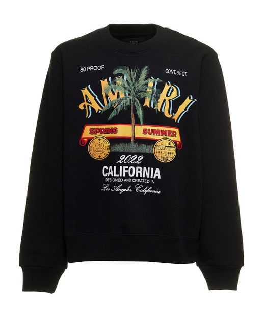 Amiri Black Man 's Jersey Sweatshirt With California Print for men
