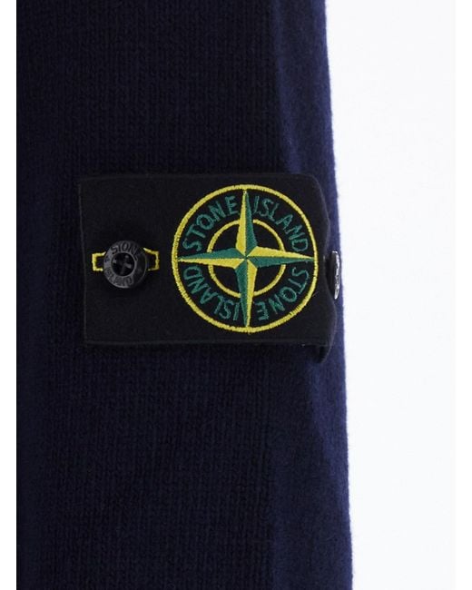 Stone Island Blue Crewneck Sweater With Logo Patch On The Sleeve for men
