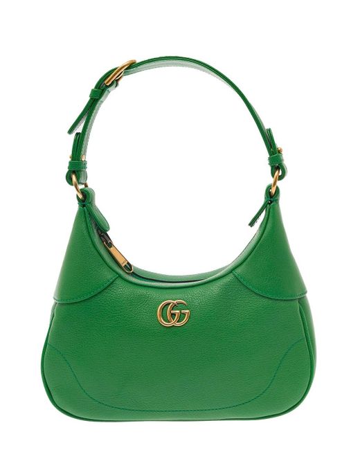 Gucci Green 'aphrodite Small' Shoulder Bag In Leather Woman
