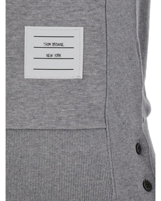 Thom Browne Gray Jersey Sweatshirt With 4Bar Detail