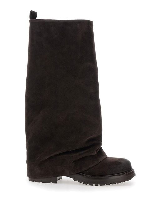 Strategia Black Multilayer Combat Boots With One Block Sole