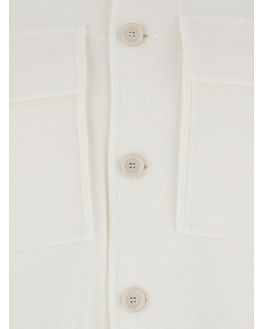 Lardini White Shirt With Classic Collar And Two Front Patch Pockets In for men