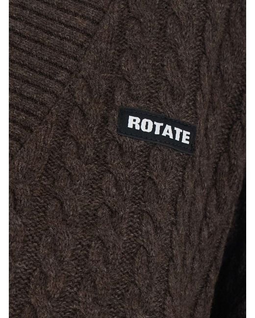 ROTATE BIRGER CHRISTENSEN Black Sweater With V-Neck And Cable Knit