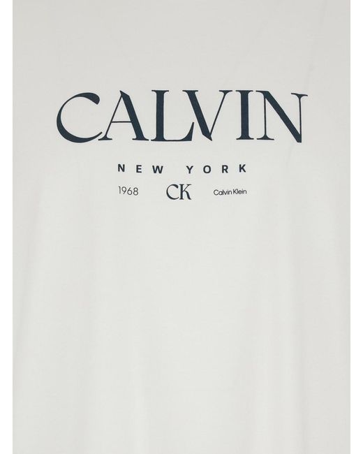 Calvin Klein White T-Shirt With Lettering Logo for men