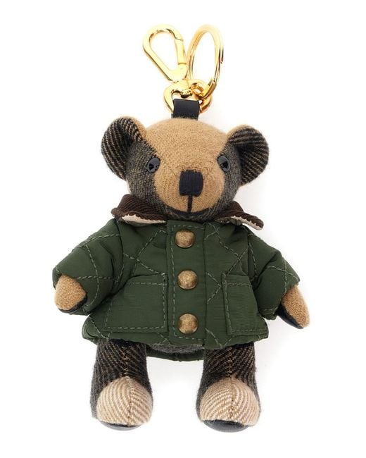 Burberry Green 'Thomas Countryside' Keychain With Bear Charm And Lobster Claw