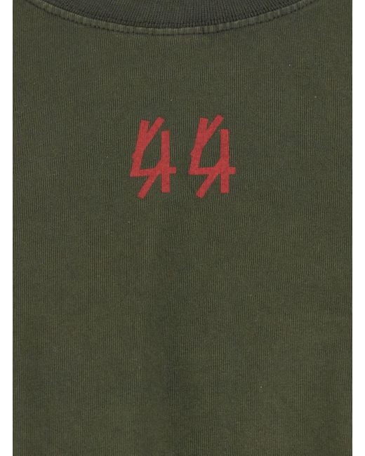44 Label Group Green Crewneck T-Shirt With Dropped Shoulders And Logo for men