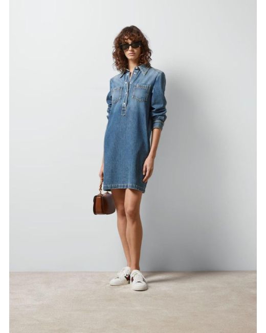 Gucci Blue Denim Dress With Horsebit