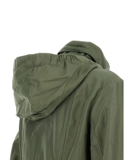 Moncler Green Jacket With Detachable Hood And Patch Pockets