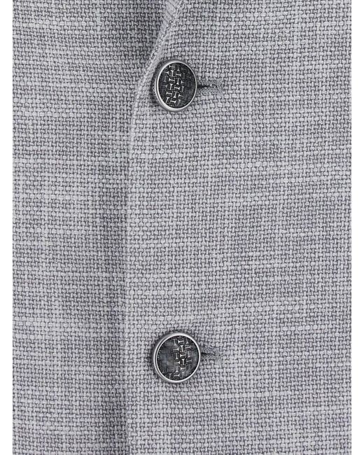 Tagliatore Gray Single-Breasted Jacket With Notched Revers for men