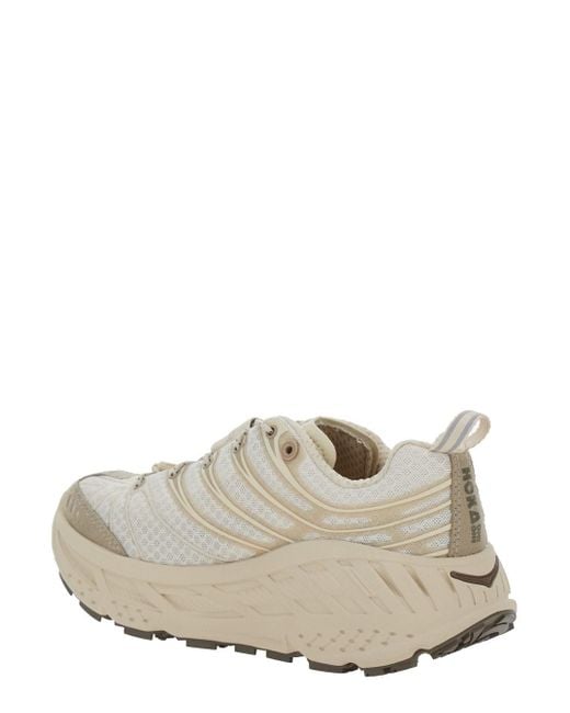 Hoka One One White 'Stinson Evo Og' Sneakers With Drawstring Closure And Logo Patch On The Tongue