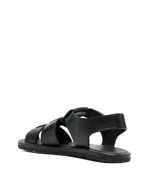 The Row Black Caged Design Leather Sandals