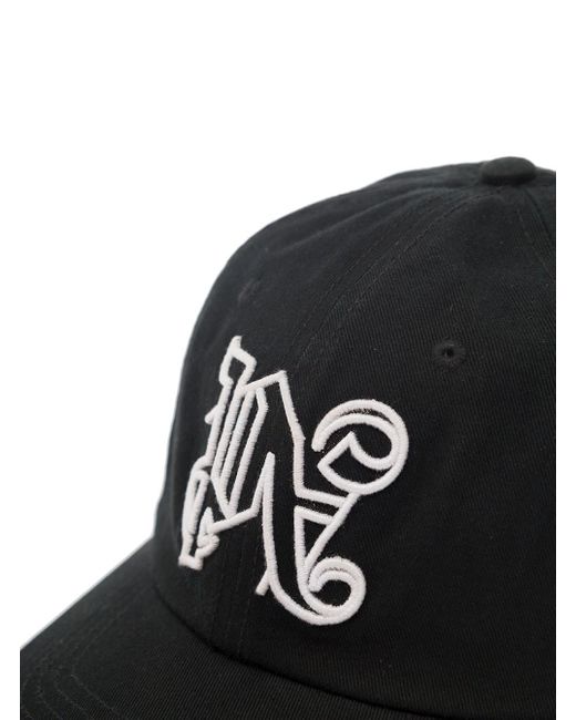 Palm Angels Black Monogram Cotton-canvas Baseball Cap
