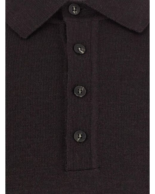Kangra Black Polo 4 Bott. F.14Gg With Polo Collar And Long Sleeves for men