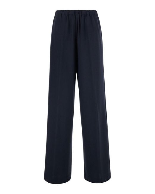Fabiana Filippi Blue Pants With Elasticated Waist And Strass Detail In
