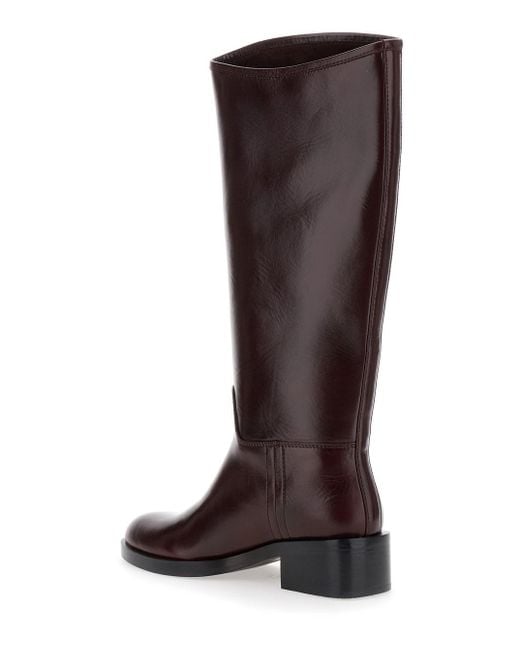 Jeffrey Campbell Brown Knee High Boots With Block Heel
