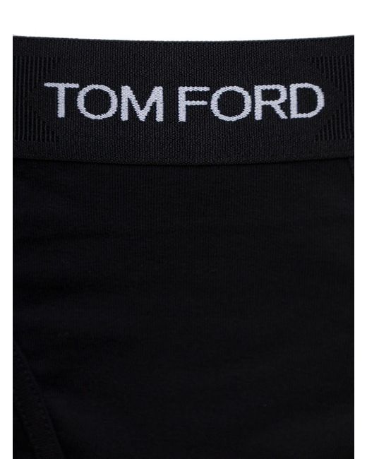 Tom Ford Black Briefs With Logged Waistband for men