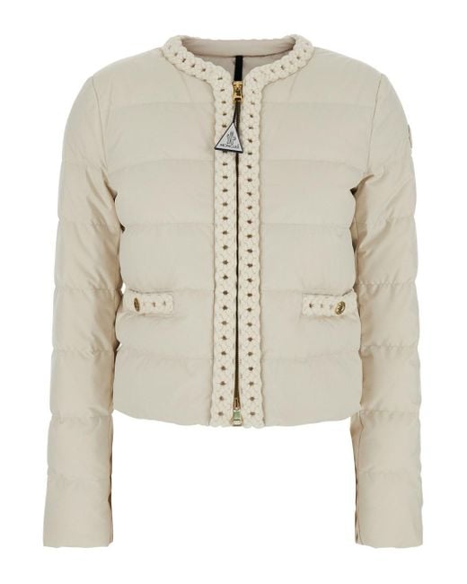 Piumino 'Maur' Con Patch Logo Sulla Manica E Dettagli Intrecci di Moncler in White