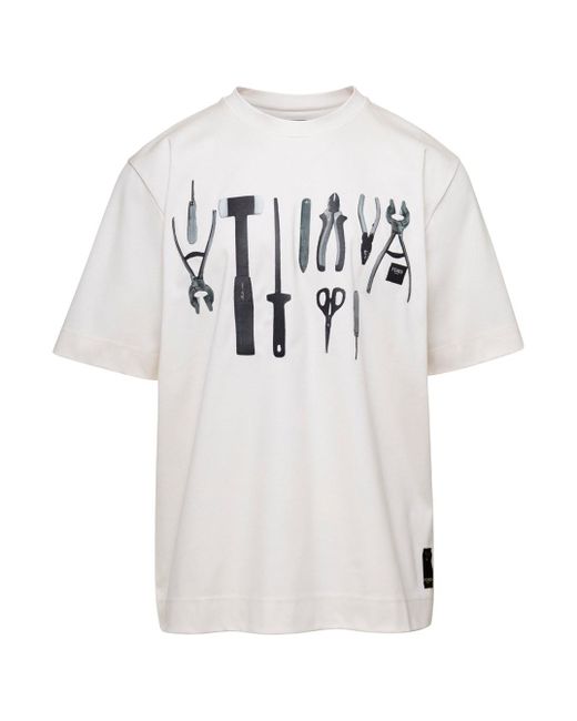 T-Shirt Girocollo di Fendi in White da Uomo