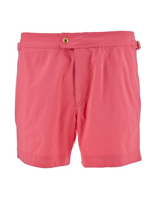 Tom Ford Pink Swim Shorts With Branded Button for men