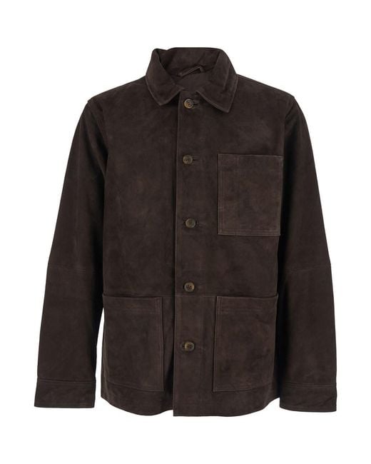 Sebago Black Jacket 'Camoscio' With Leather Front Closure for men