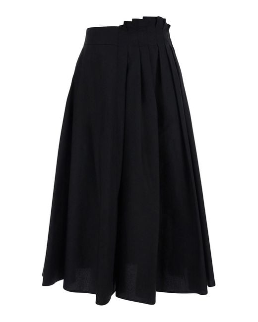 MSGM Black Skirt, Pleated Cotton