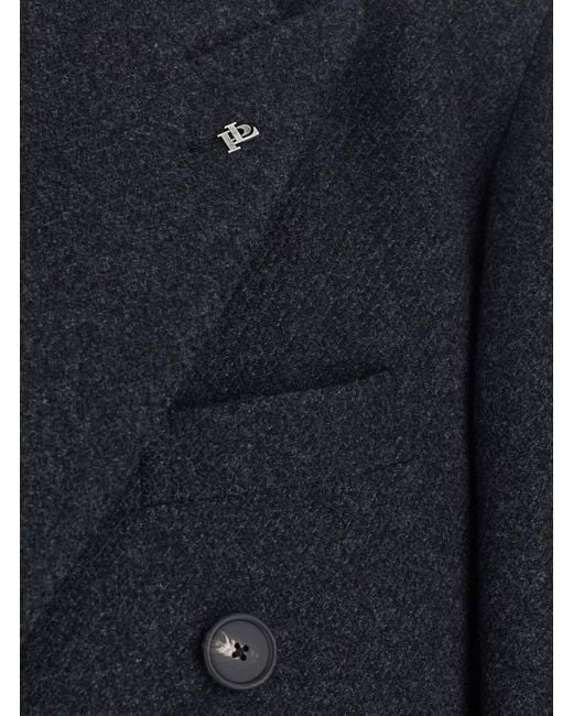 Tagliatore Blue Coat With Notched Revers And Button Front Closure for men