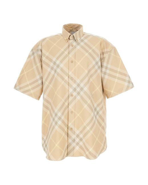 Burberry Natural Check Pattern Short Sleeve Shirt for men