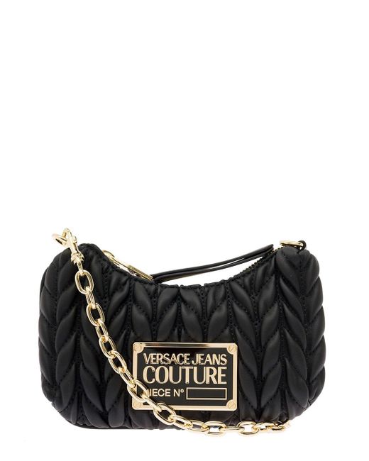 Versace Jeans Black Crunchy Quilted Mini Bag