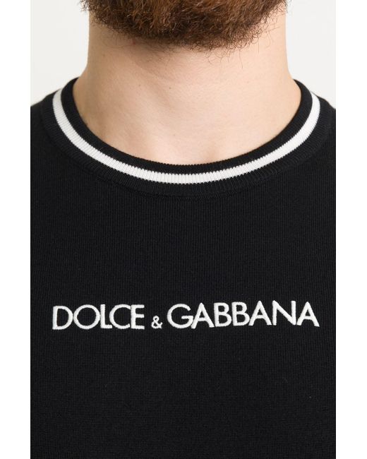 Dolce & Gabbana Black Embroidered Logo Jumpers for men