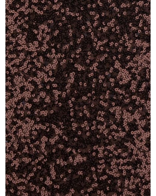 Le Plain Brown Long Dress "Plain" With Straps And All-Over Applied Sequins In