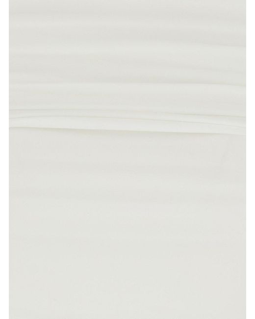 Norma Kamali White Dress With Square Neck And Ruching Design