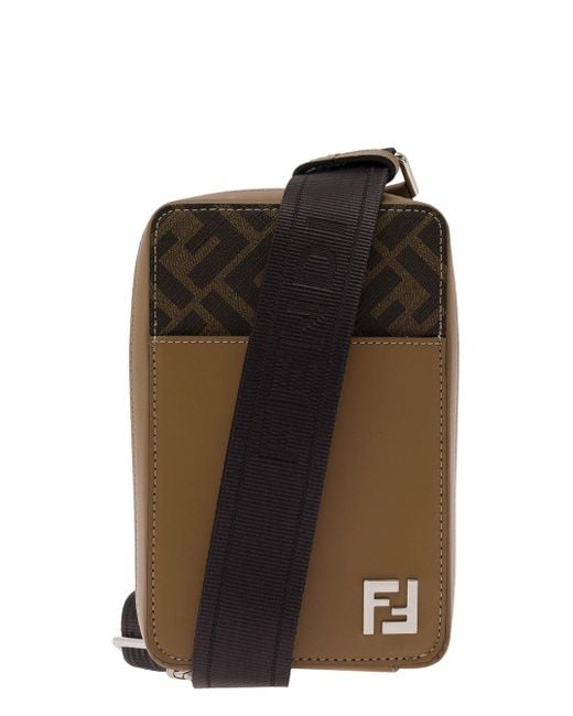 Fendi Black 'Ff Squared' And Tobacco Phone Case With Logo Detail for men
