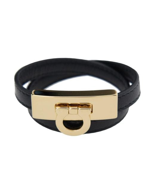 Ferragamo Black Leather Bracelet