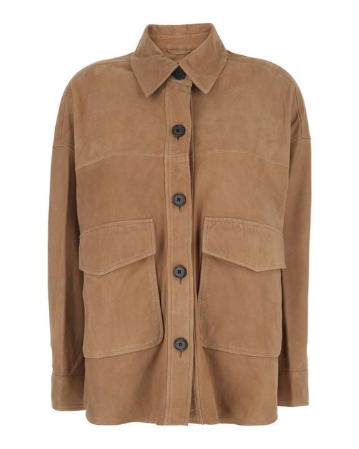 Arma Brown 'Kaylee' Jacket With Classic Collar And Applied Pockets On