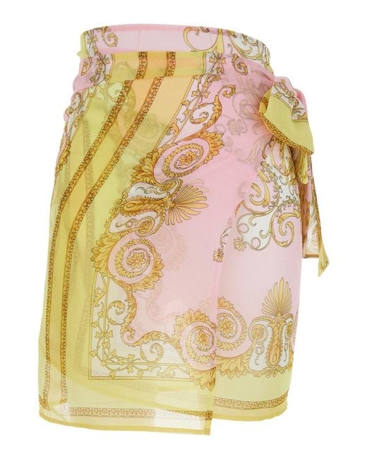 Versace Multicolor Miniskirt With All-Over Print
