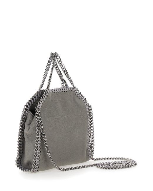 Stella McCartney Gray '3Chain' Tiny Tote Bag With Logo Engraved On Charm