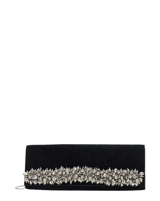 Jonathan Simkhai Black Clutch Bag 'River' With Zip Closure And Leather Handle F