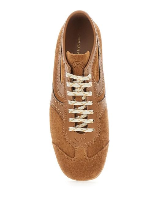 Dries Van Noten Brown Dustin Sneaker With Leather And Details
