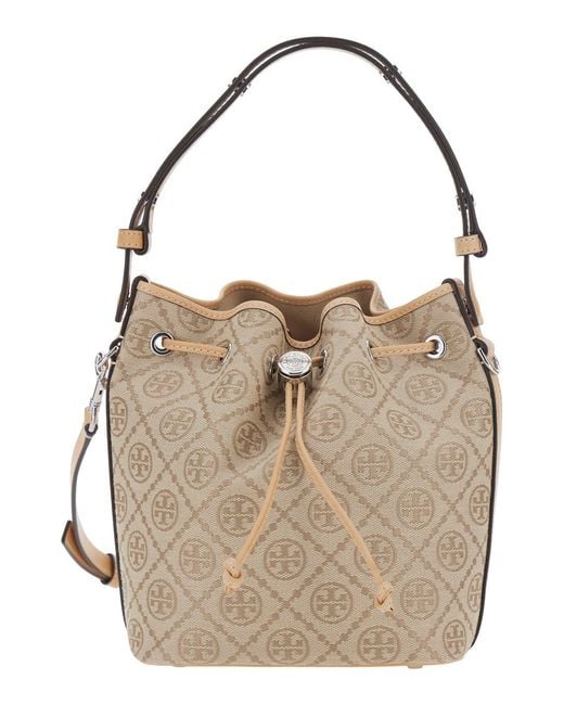 Tory Burch Natural Handbag T Monogram Mini Bucket