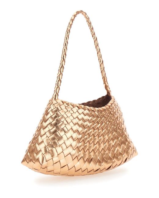 Dragon Diffusion Metallic 'Rossana' Shoulder Bag With Flared And Woven De
