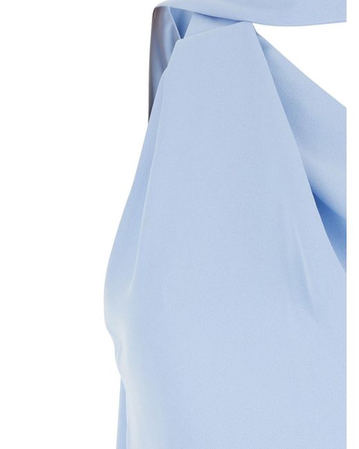Solace London Blue 'Demi' Light Long Dress With One-Shoulder Design And Back Slit